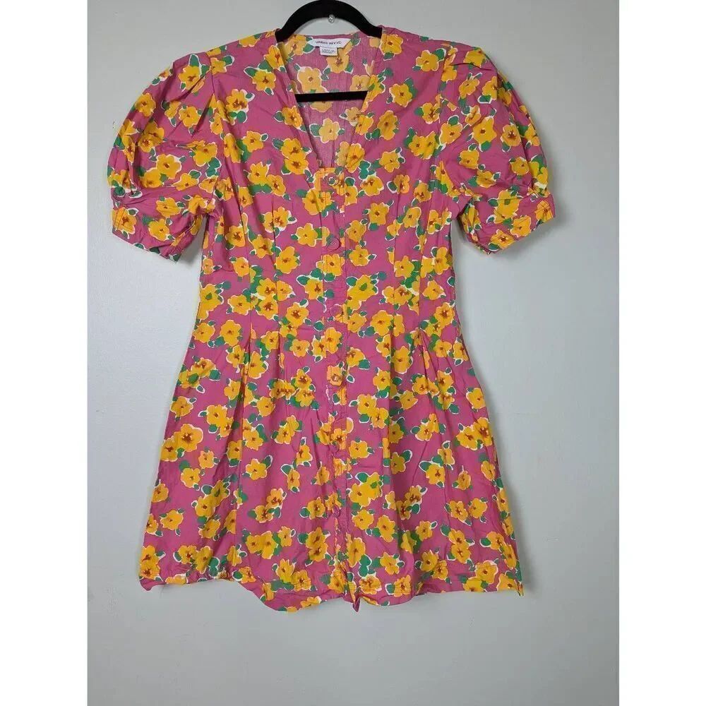 Urban Revivo floral button down mini shirt dress size 10